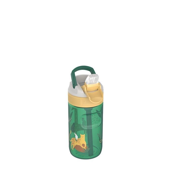 KAMBUKKA Gourde Pour enfants (400ml) - Étanche - Anti-tâches et Odeurs - Résistante aux Chocs - Lavable au Lave-vaiselle - Safari