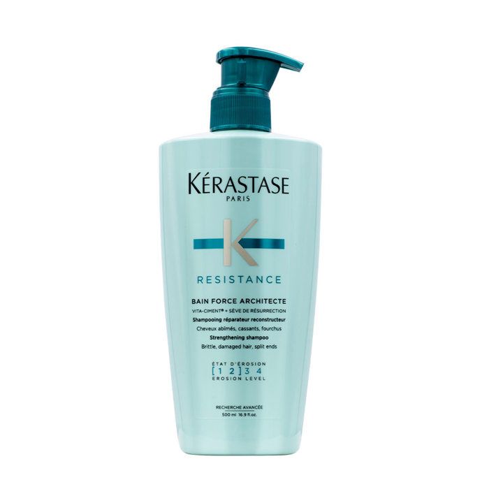 Kérastase. RECONSTRUCTION RESISTANCE Bain force Architecte. Shampooing reconstructeur avec Complexe Ciment-Cylane3, en particulier p