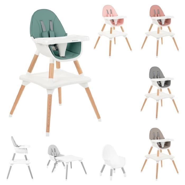 Kikkaboo Chaise haute Multi 3 en 1, Chaise d'enfant, Table, Pieds en bois [vert foncé]