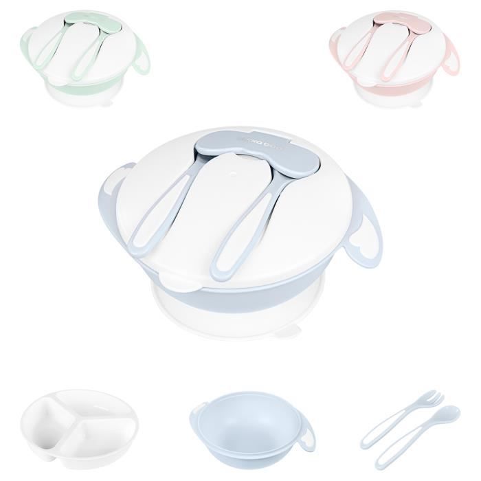 Ensemble de bols pour enfants 4 en 1 Kikkaboo - Bleu - Cuillère Fourchette Assiette Couvercle