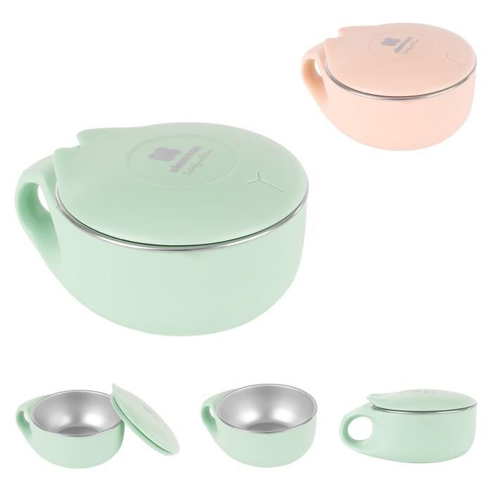 Kikkaboo Kids Bol en acier inoxydable chat 200 ml design chat couvercle poignée [Vert]