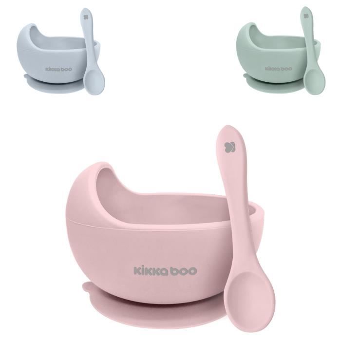 Kikkaboo Bol en silicone pour enfants Yummy, capacité 250 ml, cuillère, ventouse [Rose]