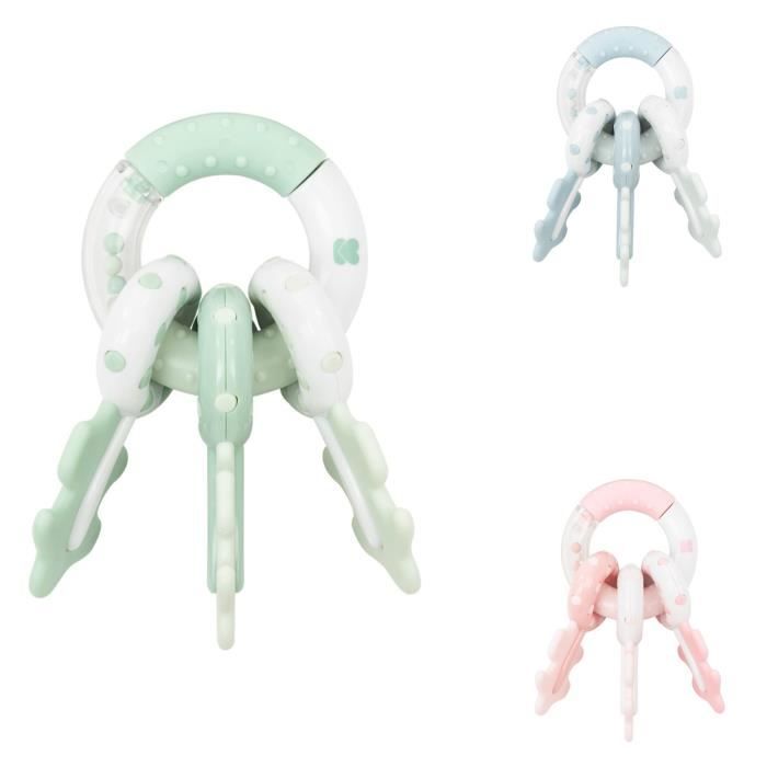 Kikkaboo Baby hochet porte-clés anneau de dentition 3 clés hochet dès 3 mois [Vert]
