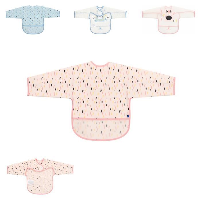 Kikkaboo bavoir bébé Arty manches ramasse-miettes, velcro, EVA, imperméable [Pink]