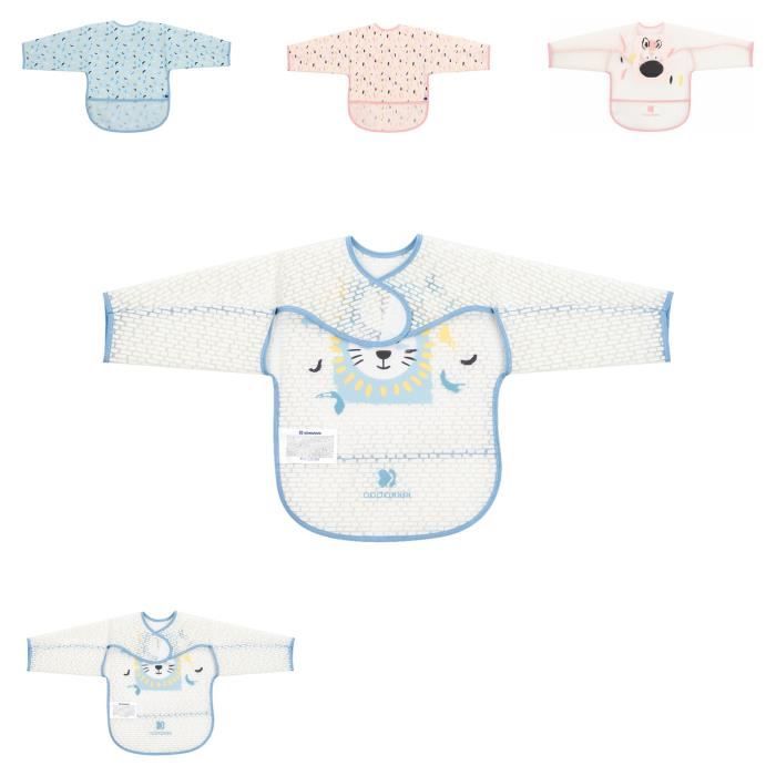 Bavoir bébé Arty manches ramasse-miettes Kikkaboo - Bleu clair - EVA imperméable