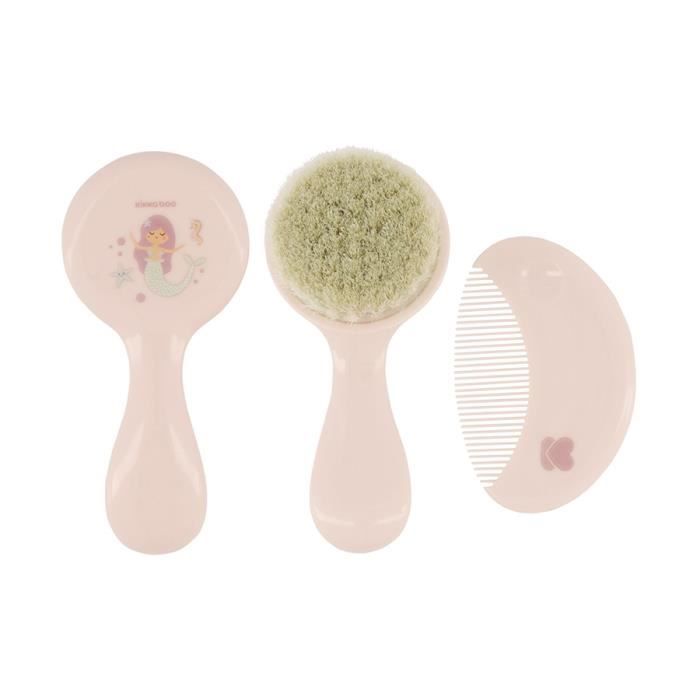 Peigne et brosse avec poils naturels Rose