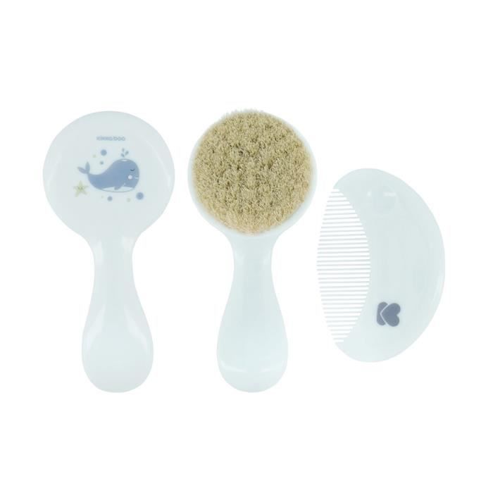 Peigne et brosse avec poils naturels Bleu