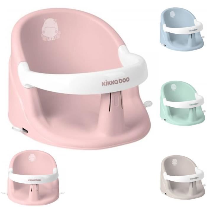 Baignoire siège bain bébé Hippo forme ergonomique antidérapante support amovible [Rose]