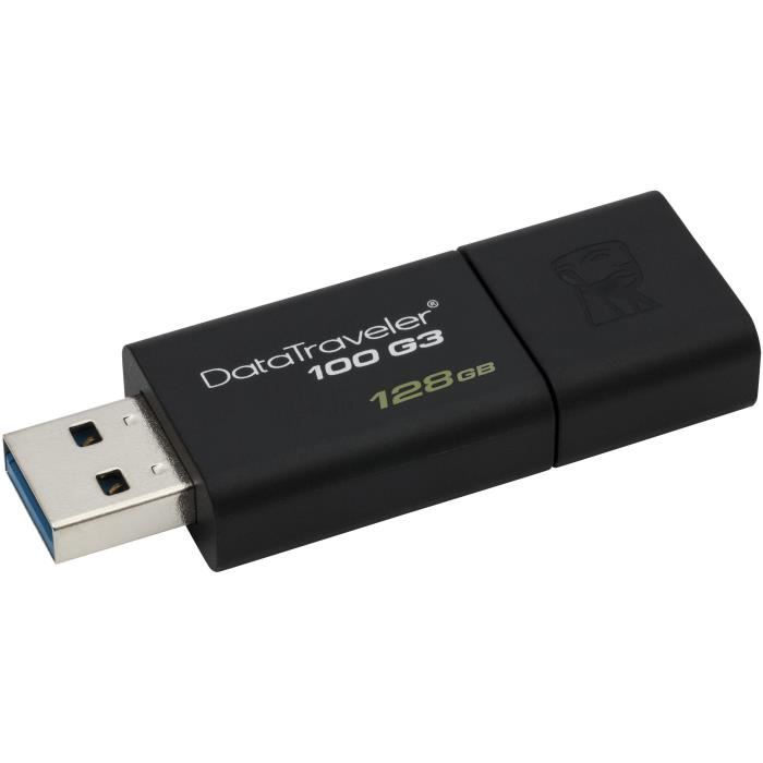 KINGSTON Lecteur flash DataTraveler 100 G3 - 128 Go - USB 3.0 - Noir