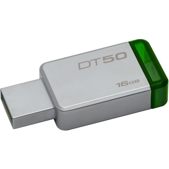 KINGSTON - DataTraveler 50 - Clé USB - 16Go -  USB 3.0 - Metal & Vert