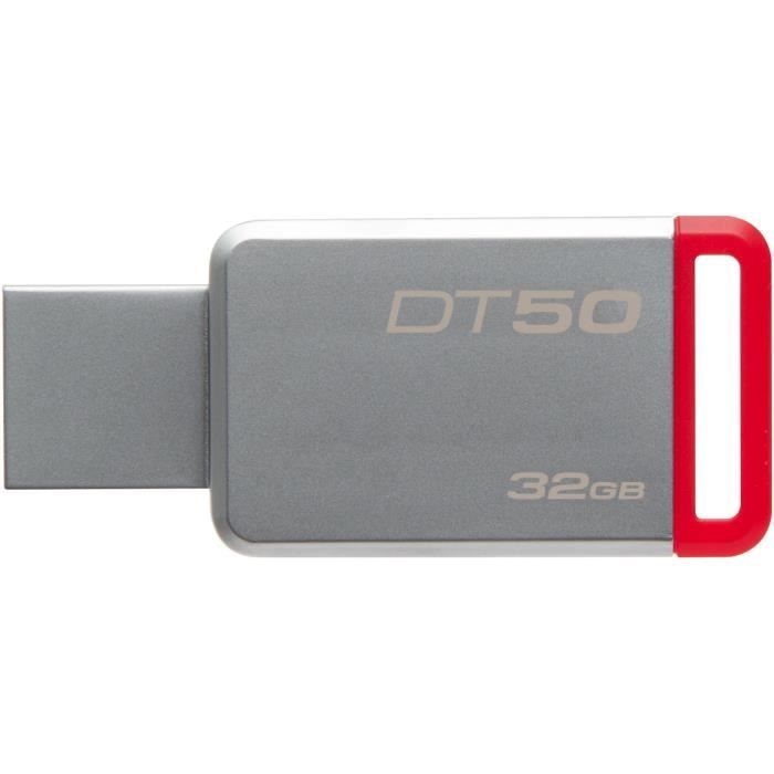 KINGSTON - DataTraveler 50 - Clé USB - 32Go -  USB 3.0 - Metal & Rouge