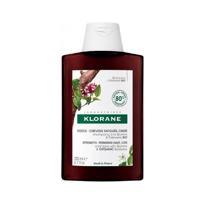 Cheveux-Klorane Shampoing Fortifiant À La Quinine Et Edelweiss Bio  Chute de Cheveux Fatigués 200 ml