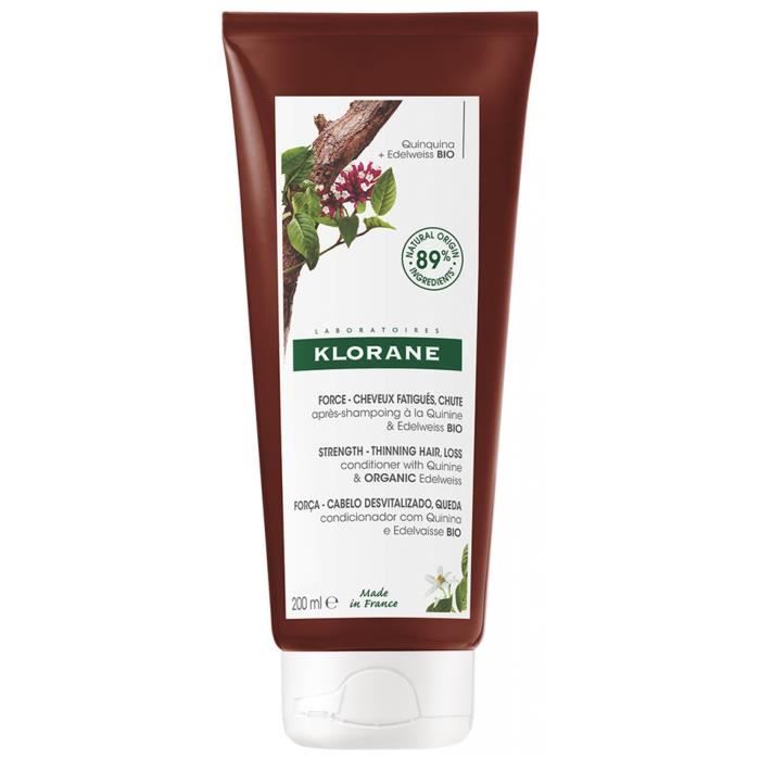 Cheveux-Klorane Après-Shampoing à la Quinine et Edelweiss Bio   Chute de Cheveux Fatigués 200 ml