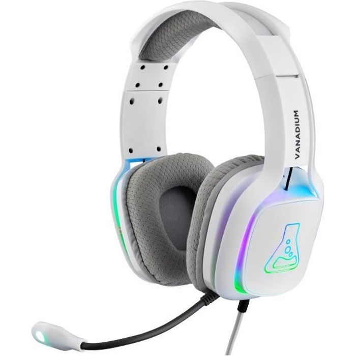 THE G-LAB KORP VANADIUM Casque Gaming RGB BLANC - Compatible PS, PS4, Switch, XboxOne - Blanc