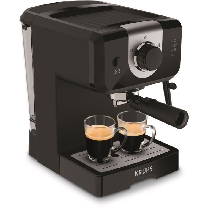 KRUPS XP320810 Opion Machine expresso, 2 tasses, 15 bars, Qualité professionelle, Buse vapeur pour Cappuccinos et eau chaude, Noir