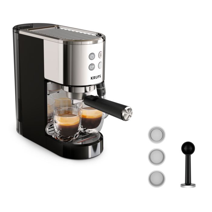 Expresso Krups XP444C10 Cafetière expresso a pompe VIRTUOSO+ inox