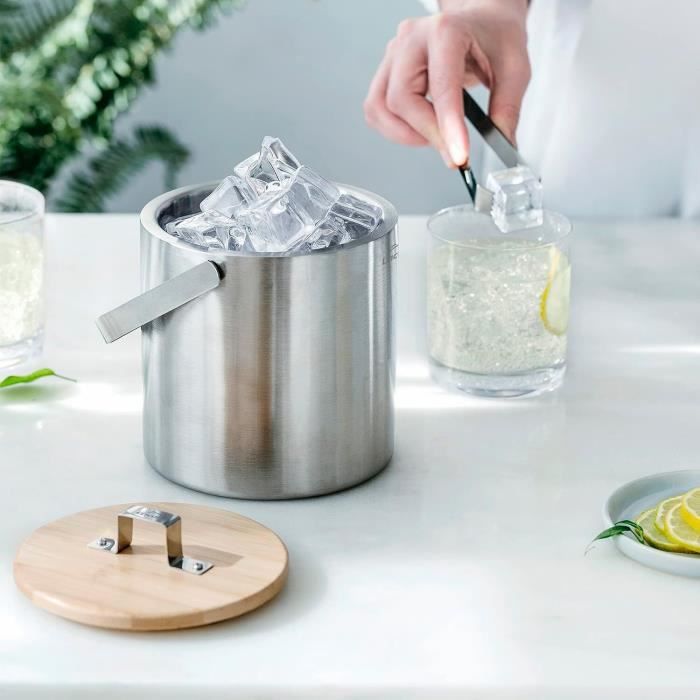 Seau à glace bambou avec couvercle Lacor