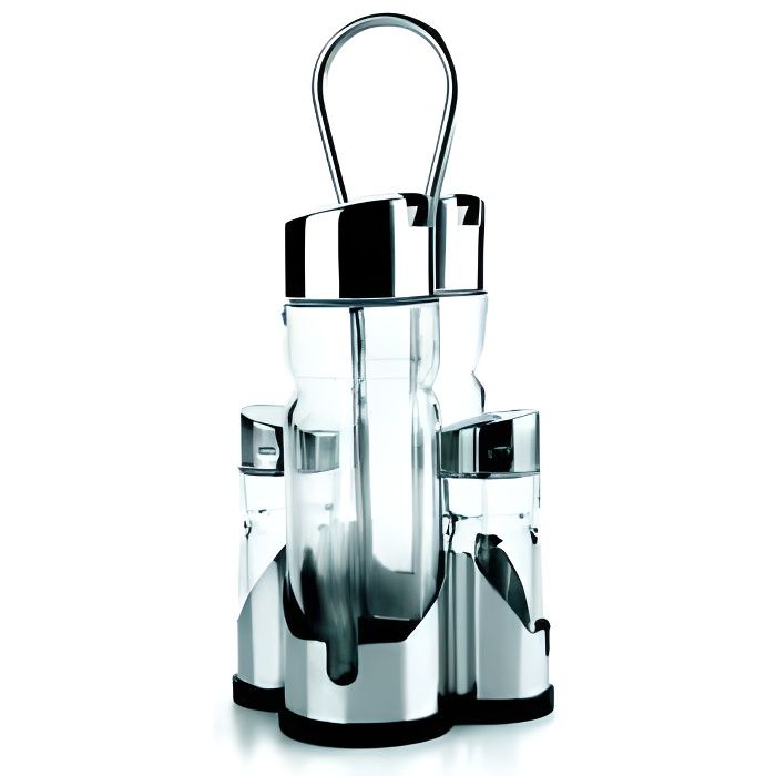 Service-ménagère - Lacor - Set vinaigre-huile-sel-poivre - Inox - 4 pièces - Compatible lave-vaisselle