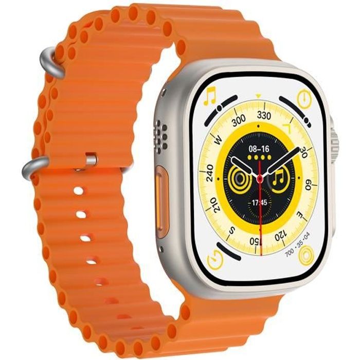Montre Connectée Ultra 8 Sport Etanche IP68 Avec Appel Bluetooth Smartwatch pour Surveillance de La SantéModes Sportifs-orange