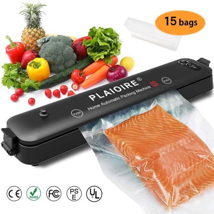 Machine Sous Vide Alimentaire, Appareil de Mise Sous Vide Automatique avec 15 Sacs Sans BPA pour Aliments, Viandes, Légumes, Fruits