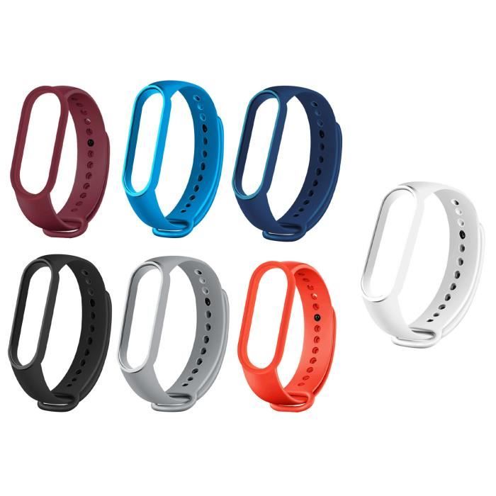 Bracelet Compatible avec Xiaomi Mi Band 5/Mi Band 6, 7pcs Bracelets de Remplacement en Silicone Réglable pour XIAOM Mi Band 5/6
