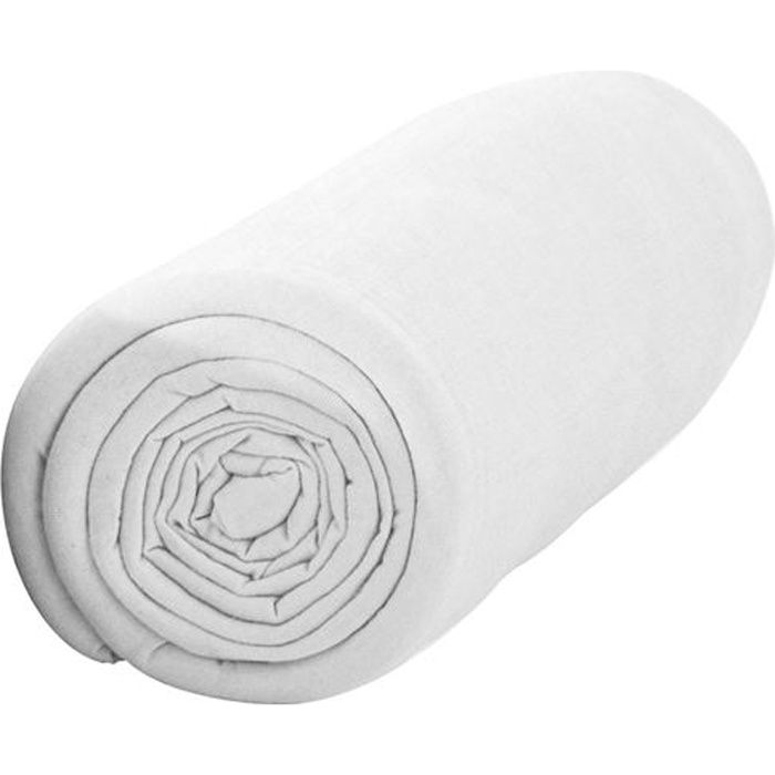 TODAY Drap Housse 90X190 1 personne Jersey uni blanc JERSEY TODAY