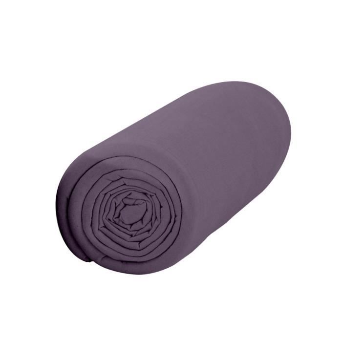 TODAY Drap Housse 90X190 1 personne Jersey uni violet JERSEY TODAY