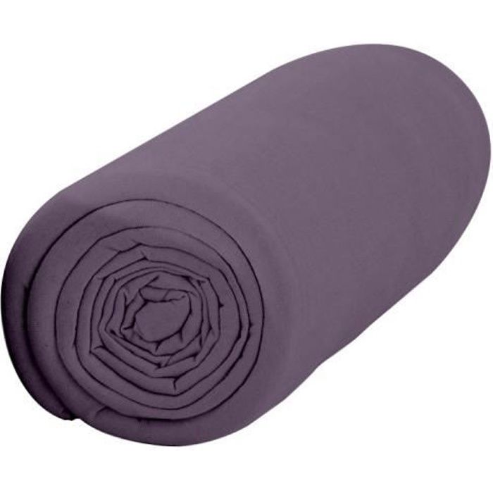 TODAY Drap Housse 160X200 2 personnes Jersey uni violet JERSEY TODAY