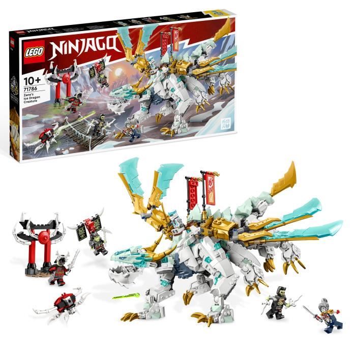 LEGO® NINJAGO 71786 La Créature Dragon de Glace de Zane, Jouet 2-en-1, Figurine de Dragon et Minifigurines