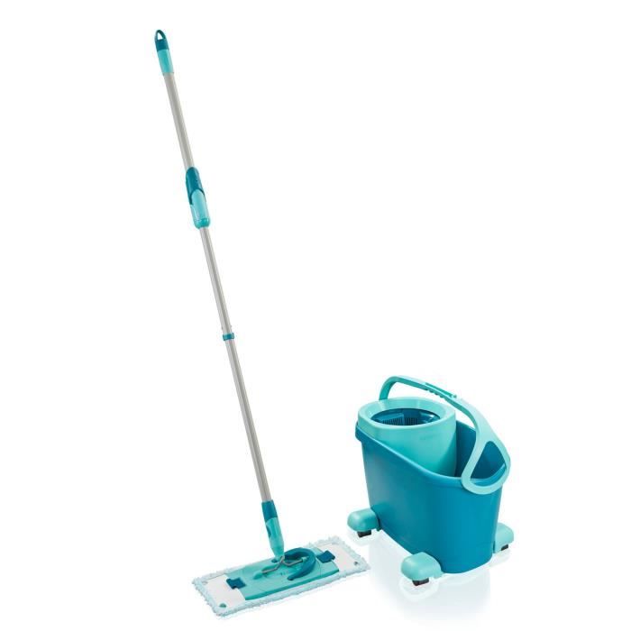 LEIFHEIT Clean Twist M Ergo mobile 52121 Kit de nettoyage sol - Balai à plat lave sol avec housse, seau à essorage facile, roulettes