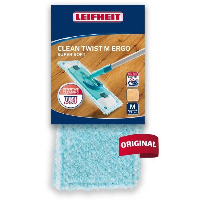 Housse de rechange nettoyante pour balai à plat - LEIFHEIT - Clean Twist M Ergo super soft 52122 - Housse spéciale sols fragiles