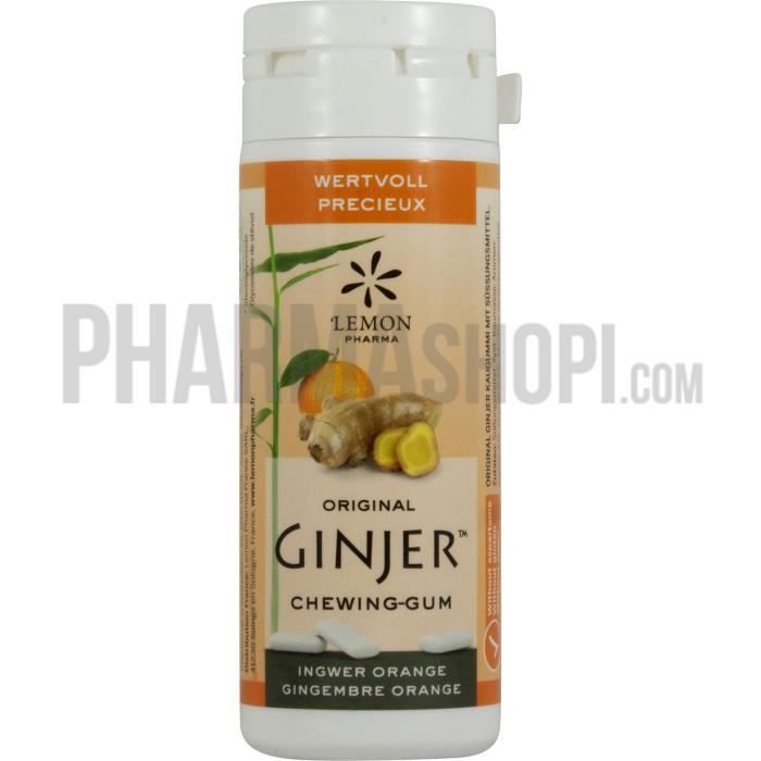 Lemon Pharma Ginjer Chewing-Gum Gingembre Goût Orange 30g