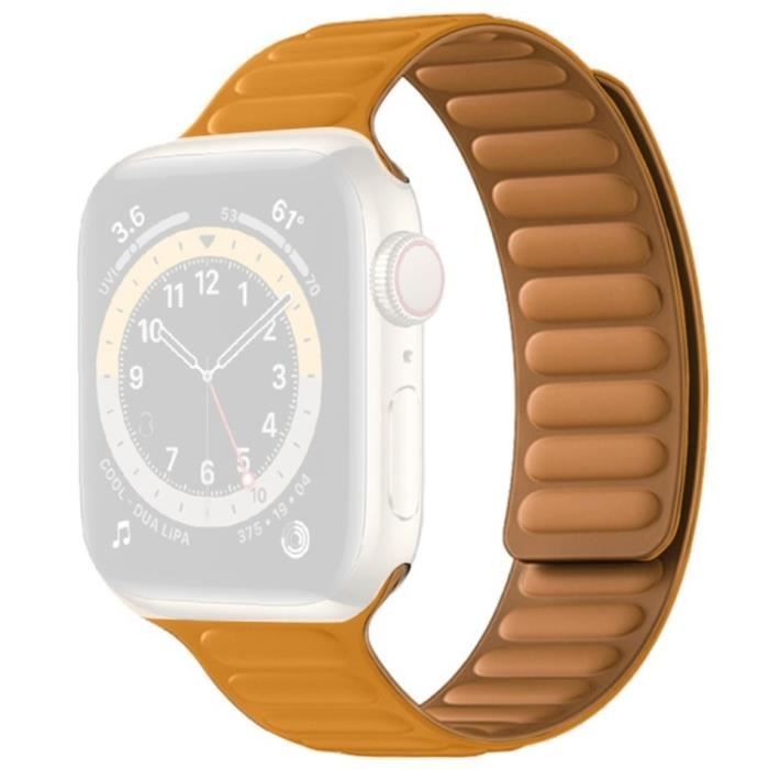Bracelet de Montre Pour Apple Watch Series 7 45mm - 6-5-4-SE 44mm - 3-2-1 42mm Bracelet de montre magnétique Bracelet,Jaune