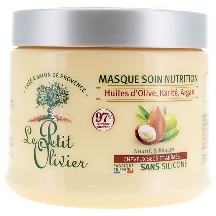 Masque Soin Nutrition Huiles d'Olive, Karité, Argan , Cheveux Secs & Abîmés - Sans Silicone - 330ml