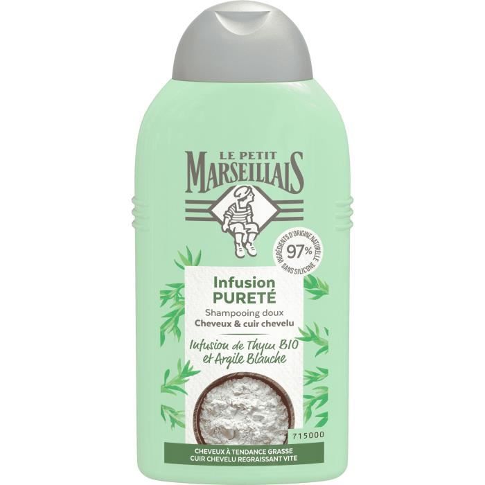 Le Petit Marseillais Shampooing Infusion Pureté Thym Bio et Argile Blanche 250ml
