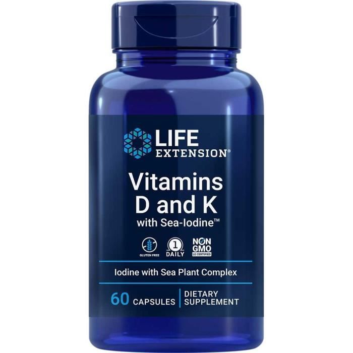 Compléments alimentaires LIFE EXTENSION Vitamins D And K With Sea Iodine Bleu marine