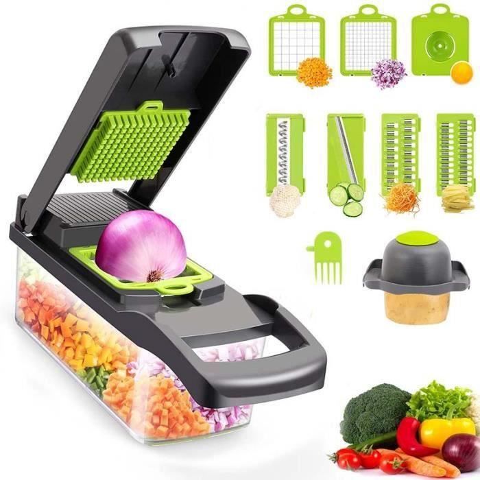 Linklife-Mandoline 13 en 1 Multifonction Professionnelle Couper les Legumes Fruit,7 Lames Différentes Couteau en Acier