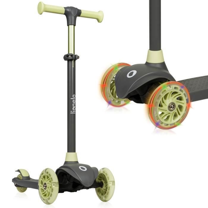 LIONELO Jessy - Trottinette d'Équilibre - 3 Roues - Hauteur réglable - LED Roulement - Gris