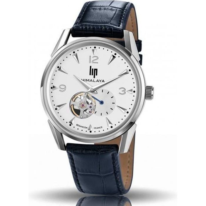 Montre Lip Himalaya 1954 automatique homme acier cuir bleu 5 atm