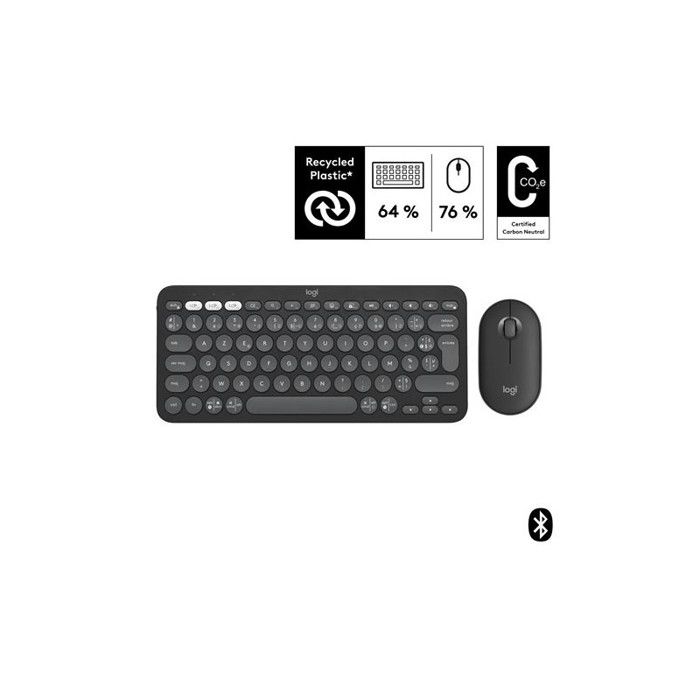 Ensemble clavier et souris Logitech Pebble 2 Combo, clavier et souris sans fil - Graphite