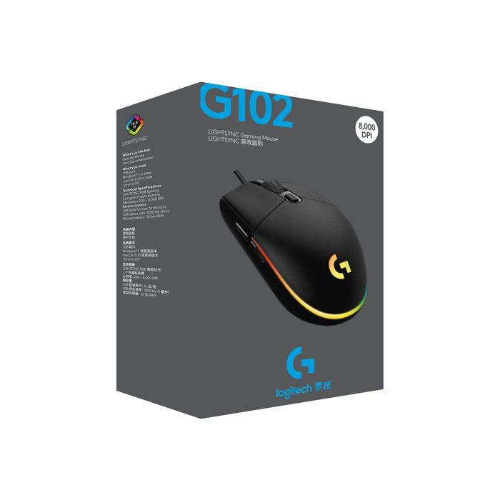 Souris Gaming - LOGITECH - G102 LIGHTSYNC - Filaire - 6 Boutons - Optique - Noir
