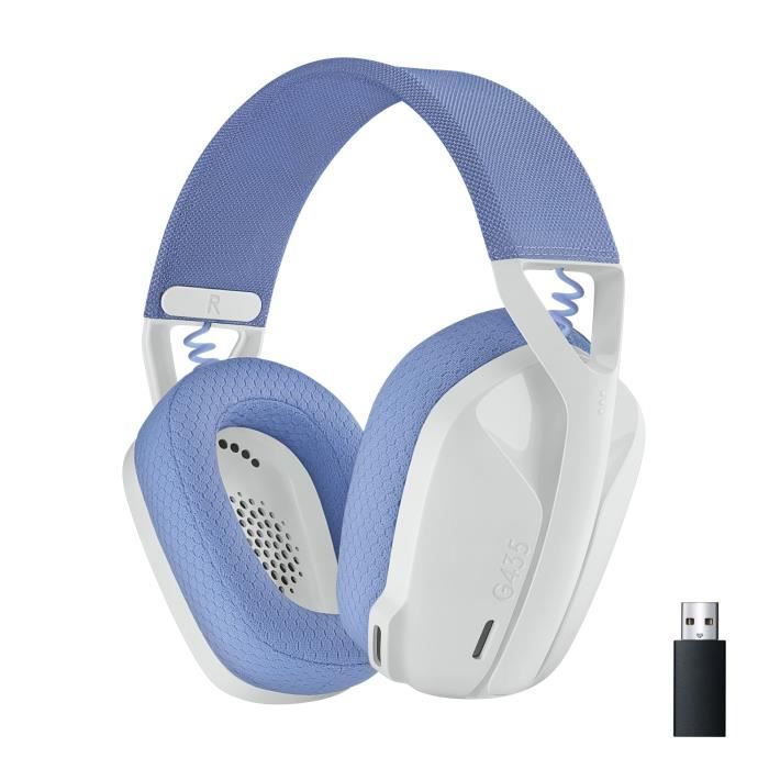 Casque gamer - Sans fil - Logitech G - G435 Lightspeed - Léger - PS5, PS4, PC, Switch - Blanc