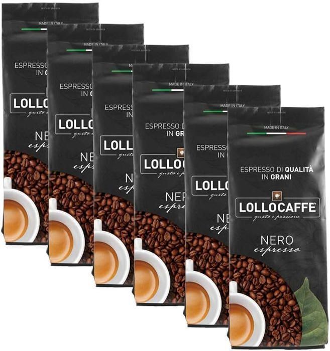 Lollo Caffè - Café Italien en grains - mélange "Nero", intense et superbe crema