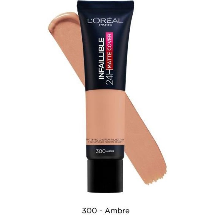L'Oréal Paris Infaillible 24H Matte Cover Fond de Teint Haute Couvrance Matifiant/Léger 300 Ambre