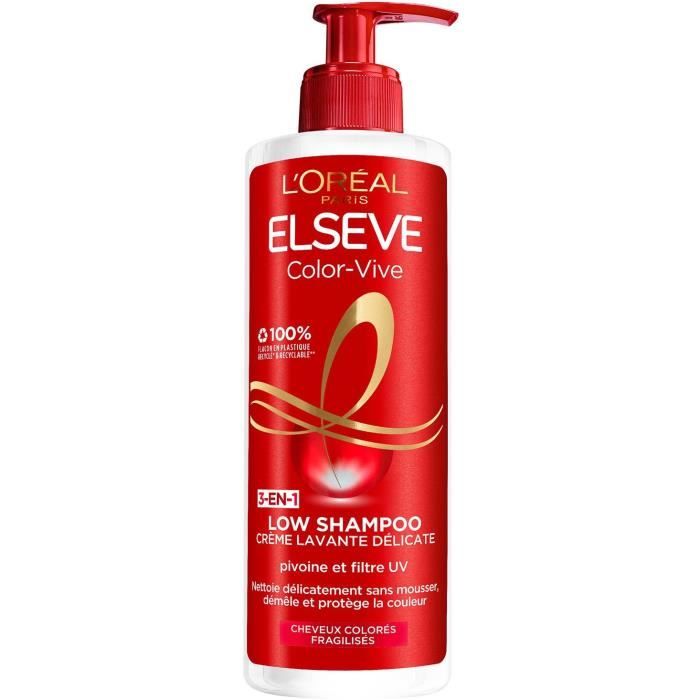 L'Oréal Paris Elseve Color-Vive Low Shampoo 3en1 Cheveux Colorés 400ml