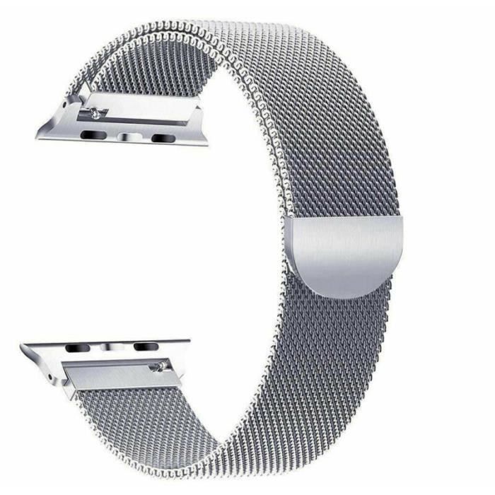 Bracelet magnétique Milanese Loop Band pour Apple Watch Series 4-3-2-1 38 - 40mm Argent
