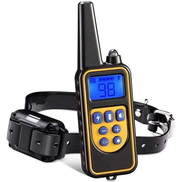 Collier anti aboiement chien 100 niveaux de Mode Rechargeable , Collier de Dressage collier d'entraînement à distance 800m