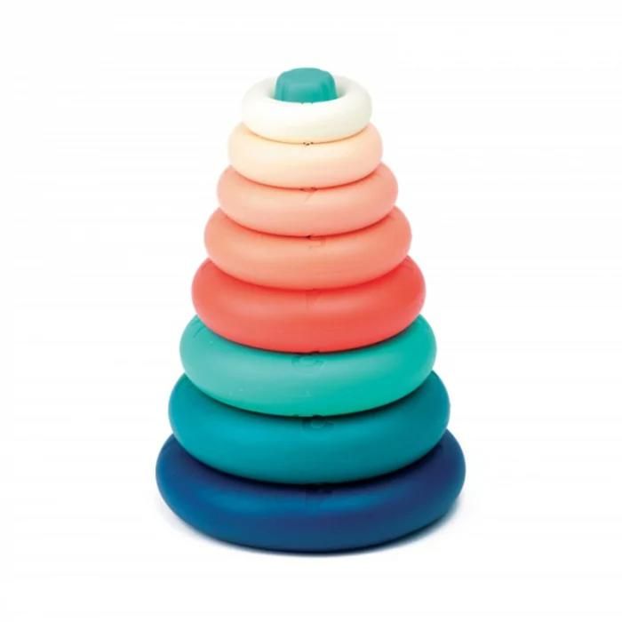 Jeux d'éveil - LUDI - Pyramide - 8 anneaux colorés - Plastique souple - Dès 10 mois