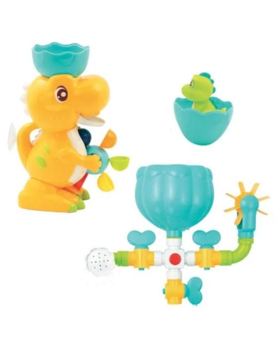 Jouet de bain - LUDI - Coffret Dino de bain - Dinosaure moulin, parcours d'eau et aspergeur