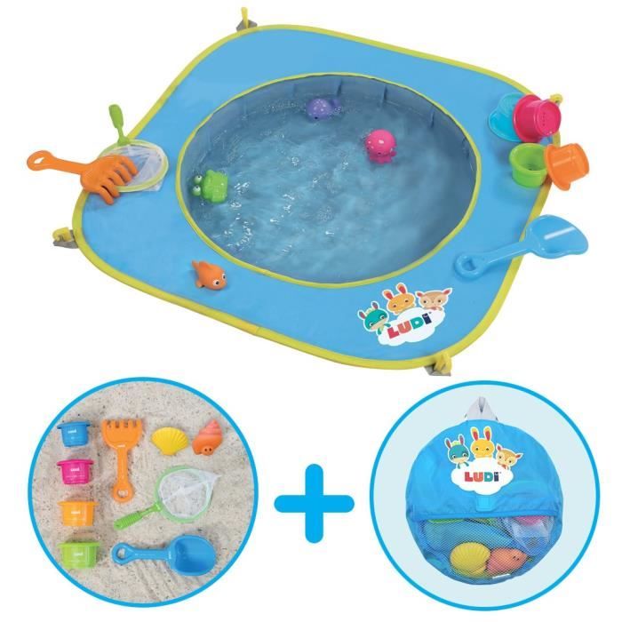 Piscine de plage LUDI - 123 Soleil - 72x72x16cm - 4 aspergeurs